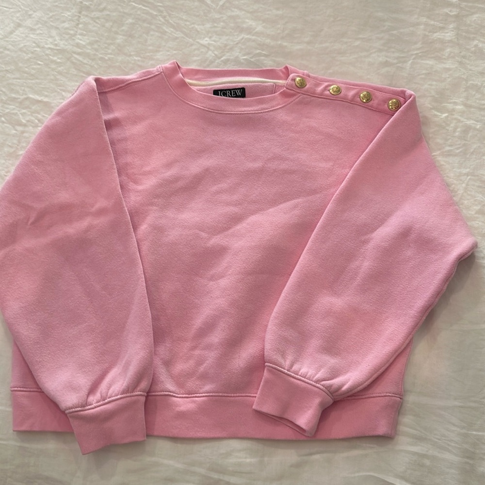 J crew sweatshirt. Size small. Gold buttons on top of one side. Pinkish